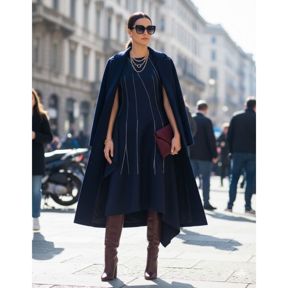 Monse Asymmetric Wool Midi Dress XS – Navy Blue
